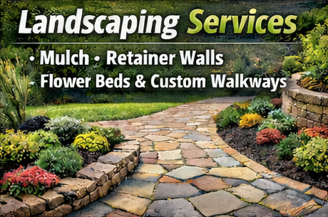 Landscaping services promotional graphic